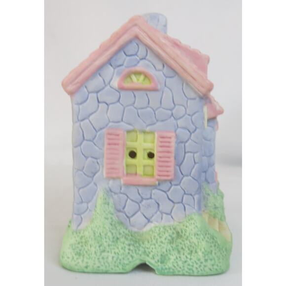 Vintage EASTER VILLAGE Bakery Ceramic House Light Up* 4"x5" Pink Purple 1980's - Picture 6 of 11